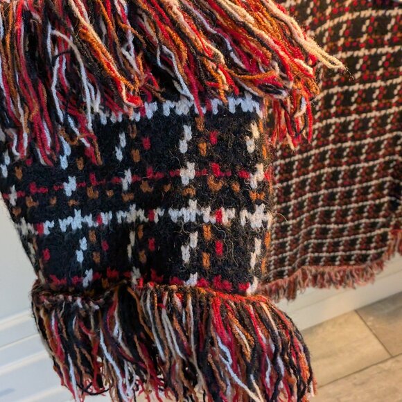 Simply Couture Retro Plaid Tweed Fringe Long Sweater Coat | Size Small - Picture 5 of 15